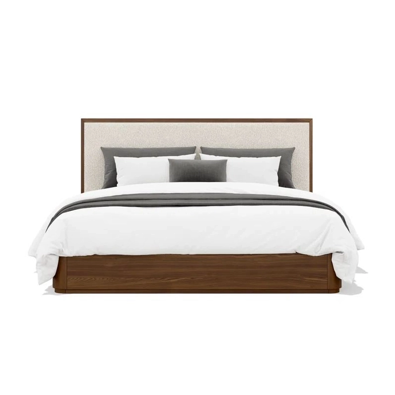 Modern Wood Frame Bed with Upholstered Headboard Modern Wood Frame Bed with Upholstered Headboard