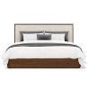 Modern Wood Frame Bed with Upholstered Headboard