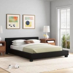 Modern Minimalist Platform Bed Frame with Headboard