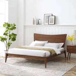 Mid Century Modern Solid Wood Platform Bed Frame