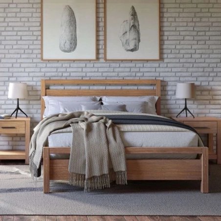 Solid Wood Bed Frame with Headboard and Nightstands