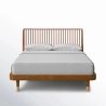 Mid-Century Modern Solid Wood Platform Bed with Slat Headboard