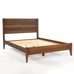 Solid Wood Mid-Century Modern Bed Frame with Slats