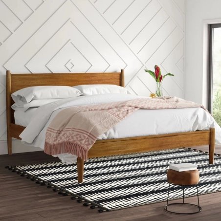 Modern Minimalist Wooden Bed Frame for Bedroom