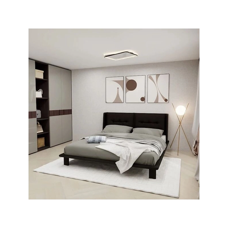 Modern Minimalist Upholstered Bed Frame for Bedroom
