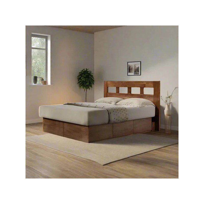Minimalist Wooden Bed Frame with Storage Drawers and Headboard Minimalist Wooden Bed Frame with Storage Drawers and Headboard