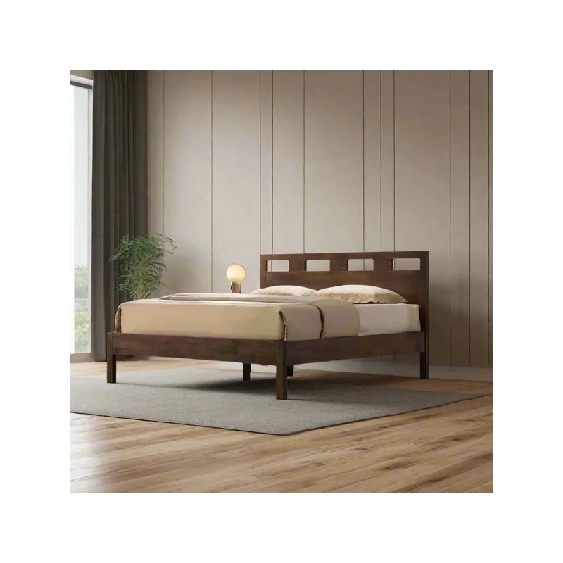 Modern Wooden Platform Bed Frame with Geometric Headboard Modern Wooden Platform Bed Frame with Geometric Headboard