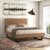 Modern Platform Bed Frame with Wood Headboard and Metal Legs