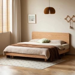 Minimalist Modern Solid Wood Bed Frame with Headboard