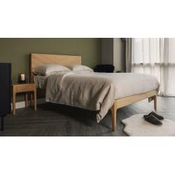 Modern Solid Wood Bed Frame with Chevron Headboard Design