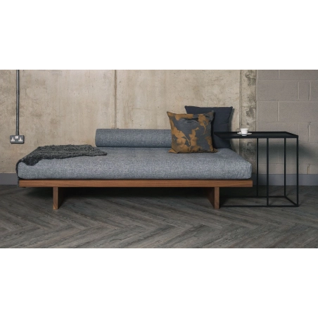 Minimalist Modern Grey Fabric Daybed with Wood Base