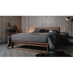 Modern Minimalist Solid Wood Bed Frame with Grey Bedding