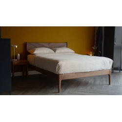 Modern Solid Wood Bed Frame with Chevron Headboard