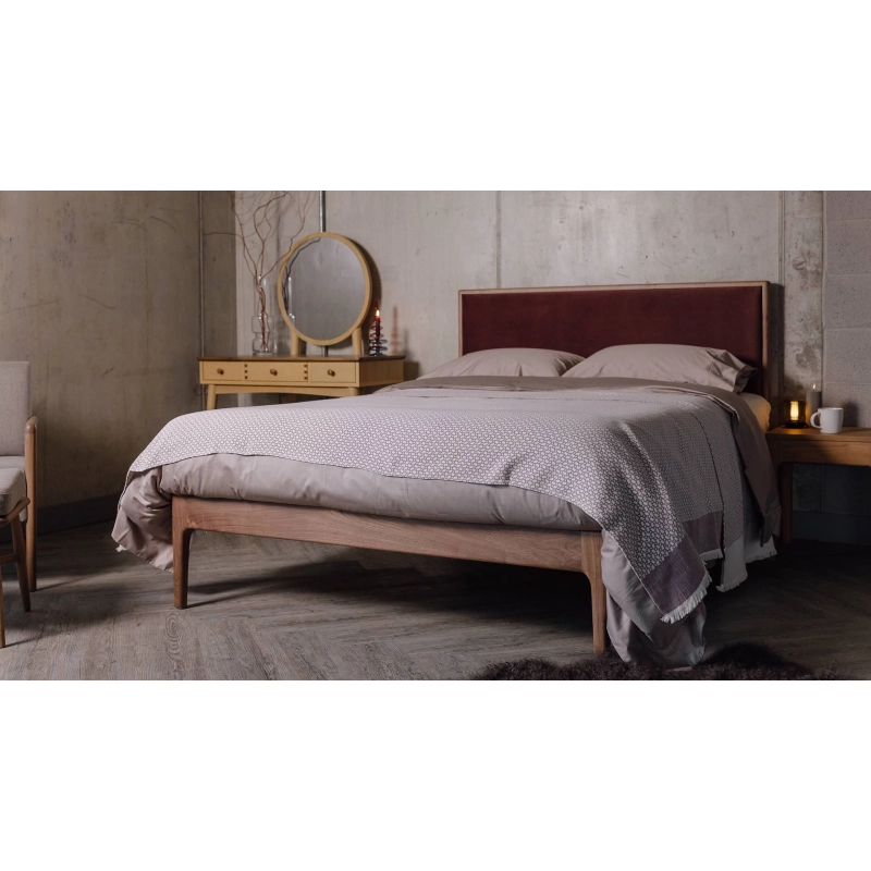 Premium Solid Wood Bed Frame with Upholstered Headboard