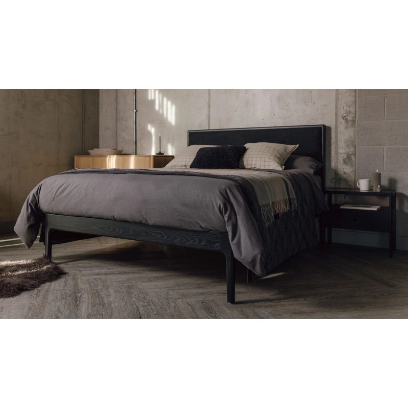 Premium Modern Wood Bed with Upholstered Headboard Premium Modern Wood Bed with Upholstered Headboard
