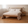 Solid Wood Modern Bed Frame with Fabric Headboard