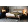 Modern Minimalist Wooden Bed Frame with Upholstered Headboard