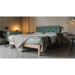 Modern Minimalist Wooden Bed with Upholstered Headboard