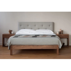 Solid Wood Bed Frame with Upholstered Button Tufted Headboard