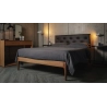 Modern Wooden Bed Frame with Upholstered Tufted Headboard