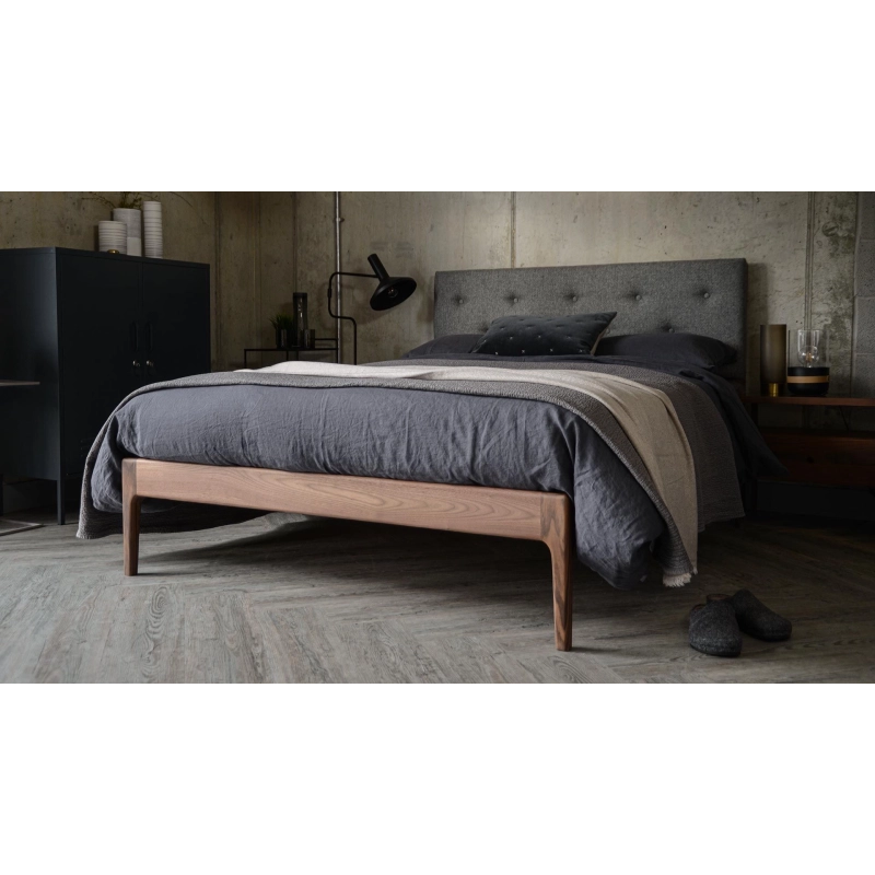 Modern Wood Bed Frame with Tufted Headboard Modern Wood Bed Frame with Tufted Headboard