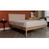 Modern Wooden Bed Frame with Upholstered Headboard