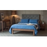 Premium Wood Bed Frame with Tufted Fabric Headboard