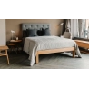 Modern Minimalist Solid Wood Bed Frame with Upholstered Headboard
