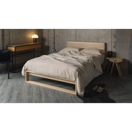 Solid Wood Minimalist Bed Frame with Headboard
