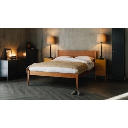 Solid Wood Mid-Century Modern Bed Frame Handcrafted Bedroom Furniture