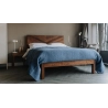 Modern Wooden Bed Frame with Geometric Headboard