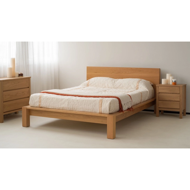 Modern Solid Wood Bed Frame with Nightstands Modern Solid Wood Bed Frame with Nightstands