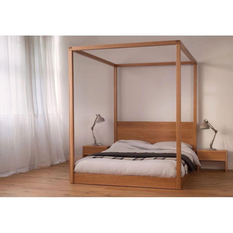 Modern Solid Wood Four Poster Bed Frame Minimalist Design Modern Solid Wood Four Poster Bed Frame Minimalist Design