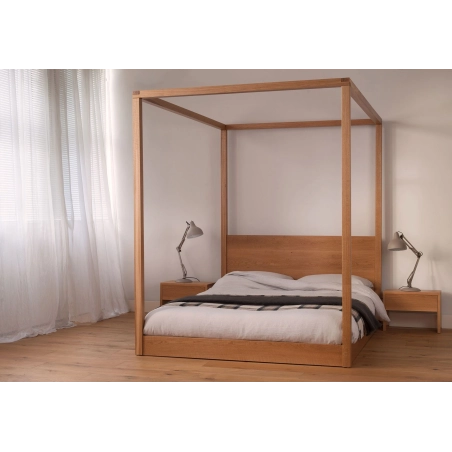 Modern Solid Wood Four Poster Bed Frame Minimalist Design