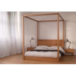 Modern Solid Wood Four Poster Bed Frame Minimalist Design