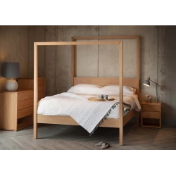 Solid Wood Four Poster Bed Frame - Modern Minimalist Design