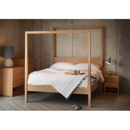 Solid Wood Four Poster Bed Frame - Modern Minimalist Design