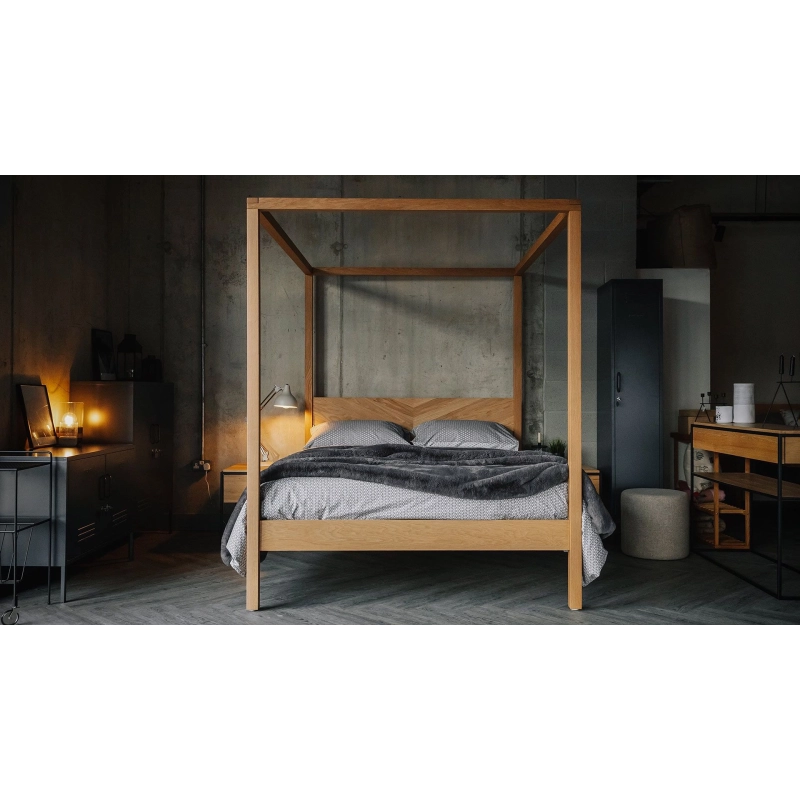 Modern Minimalist Solid Wood Four Poster Bed Frame