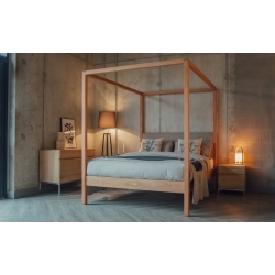 Solid Wood Four-Poster Bed Frame for Modern Bedroom