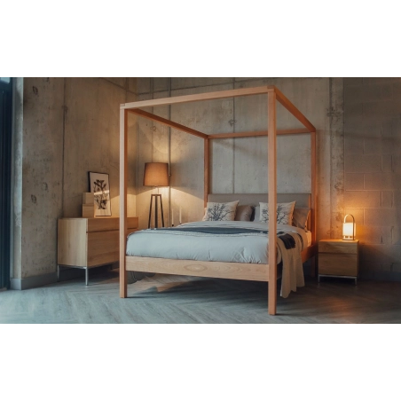 Solid Wood Four-Poster Bed Frame for Modern Bedroom