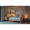 Solid Wood Four-Poster Bed Frame for Modern Bedroom