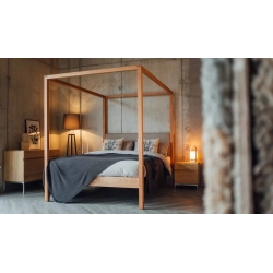 Solid Wood Minimalist Four-Poster Bed Frame