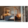 Solid Wood Minimalist Four-Poster Bed Frame