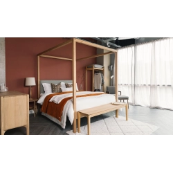 Solid Wood Four Poster Bed Frame with Bedside Furniture Set