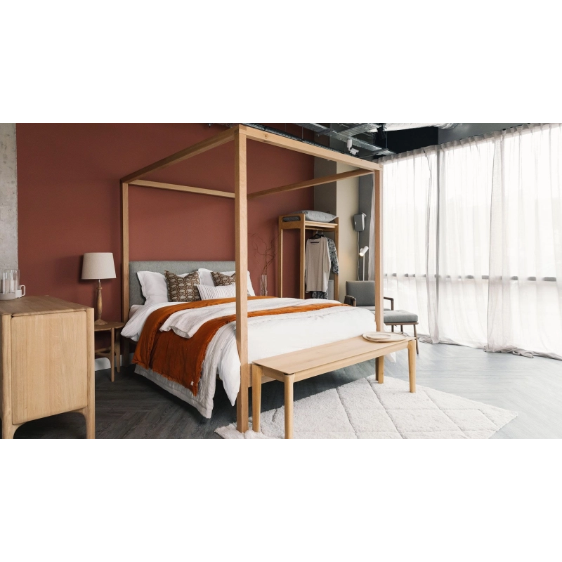 Solid Wood Four Poster Bed Frame with Bedside Furniture Set Solid Wood Four Poster Bed Frame with Bedside Furniture Set