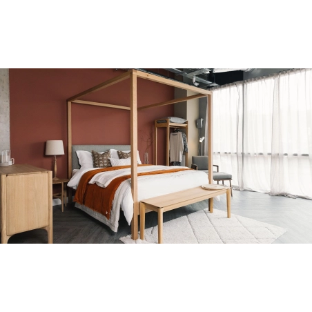 Solid Wood Four Poster Bed Frame with Bedside Furniture Set