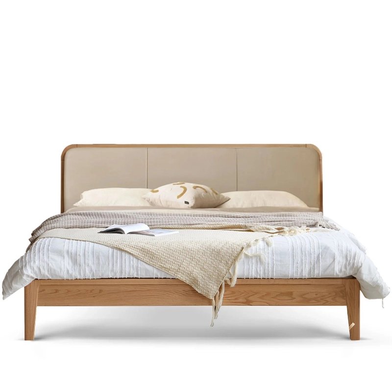 Minimalist Solid Wood Bed Frame with Comfortable Fabric Headboard Minimalist Solid Wood Bed Frame with Comfortable Fabric Headboard