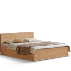 Premium Solid Wood Platform Bed Frame with Headboard | Modern Bedroom Furniture