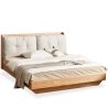Modern Minimalist Wood Bed Frame with Plush Upholstered Headboard