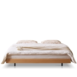 Minimalist Modern Wooden Bed Frame with Metal Legs